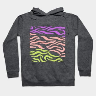 Violet Pink Yellow green wavy pattern in Whte Hoodie